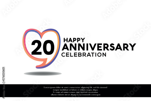 Vector 20th anniversary logo background design with gradient elements heart shape vector illustration 