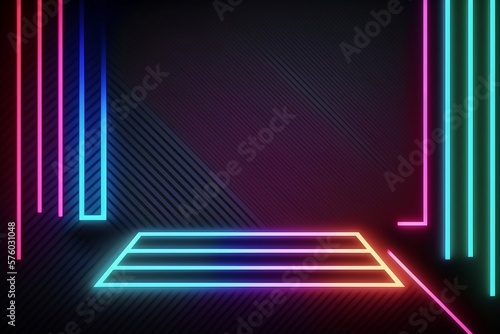 Abstract background with neon lines, dark with bright colors