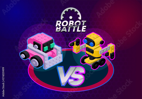 Poster template for the battle of homemade robots. Vector clipart
