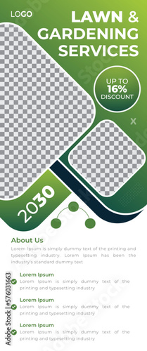 Lawn and Gardening Services Make World Green Roll up Banner Stand Template Design. Agricultural Farming Services Design Suitable for Gardening Business
