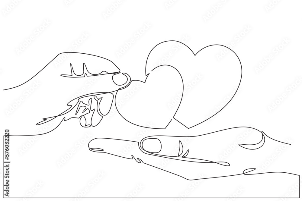 hand drawn doodle hand giving and receiving love illustration in ...