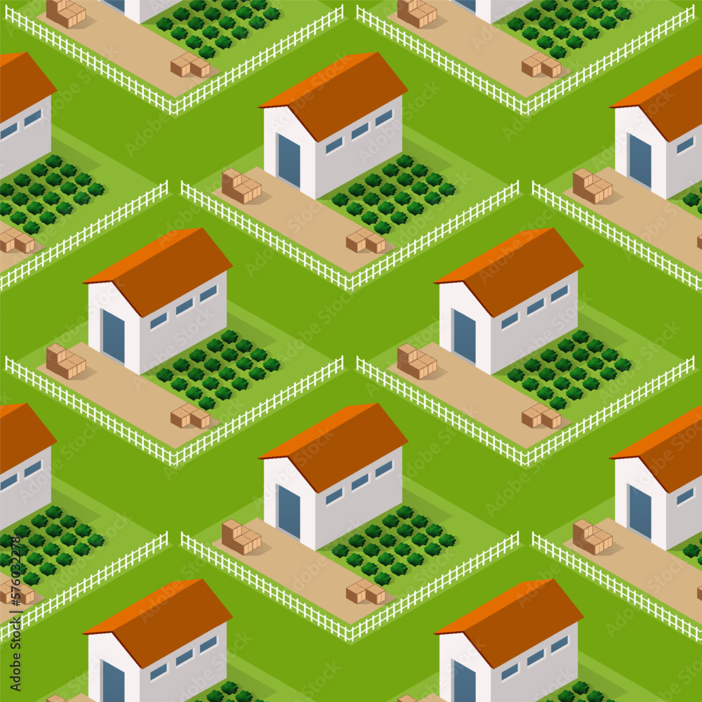 Seamless city building house Repeating Tile Pattern Isometric Illustration Seamless city building house Repeating Tile Pattern Isometric Illustration