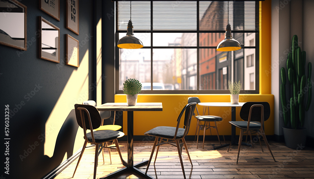 Minimalist Coffee Shop Cozy Working Environment Generative AI