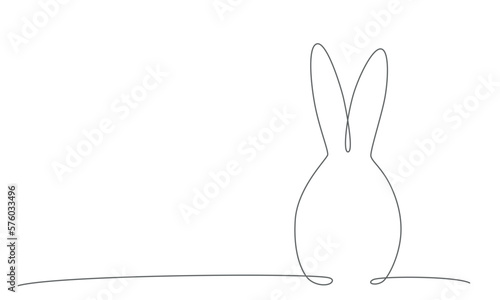 Easter bunny continues line hand draw element. Vector stock illustration minimalism design isolated on white background. Editable stroke single line. 