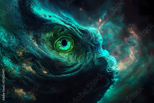 Majestic Malachite Nebula: A Hyperrealistic Celestial Beast AI GENERATED