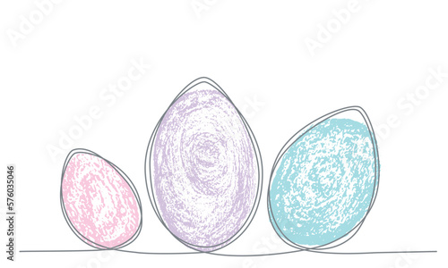 Easter eggs set with line and hand draw grunge texture.Vector stock illustration isolated on white background for template spring holiday, menu restaurant, greeting card, invitation to egg hunt. 