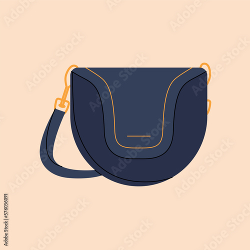 Modern female bag. Cartoon woman elegant purse, stylish casual crossbody bag. Vector flat illustration