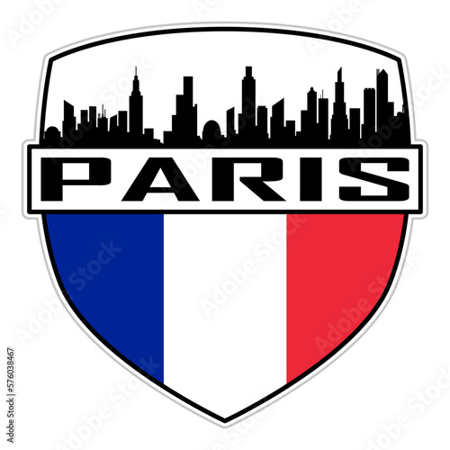 Paris France Flag Skyline Silhouette Paris France Lover Travel Souvenir Sticker Vector Illustration SVG EPS AI