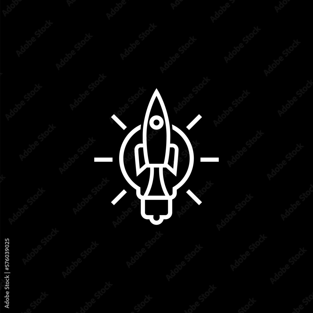 Start up icon solated on black background. Start up icon solated on black background.