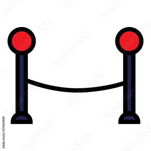 Retractable belt stanchion line icon isolated on white background. Black flat thin icon on modern outline style. Linear symbol and editable stroke. Simple and pixel perfect stroke vector illustration.
