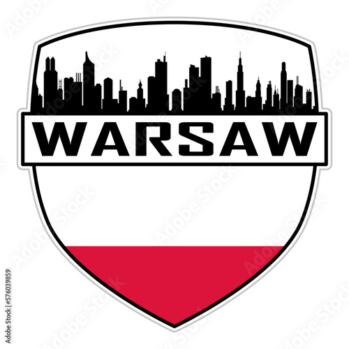 Warsaw Poland Flag Skyline Silhouette Warsaw Poland Lover Travel Souvenir Sticker Vector Illustration SVG EPS AI