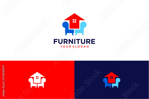 furniture logo design with chair and house