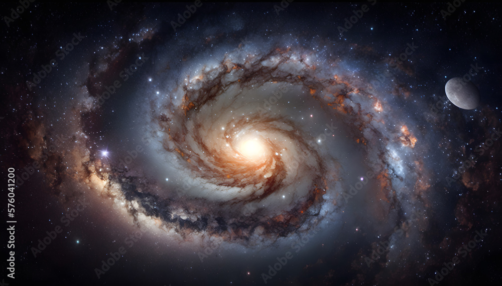 An awe-inspiring view of the Milky Way galaxy, with celestial bodies illuminating the cosmic canvas An awe-inspiring view of the Milky Way galaxy, with celestial bodies illuminating the cosmic canvas