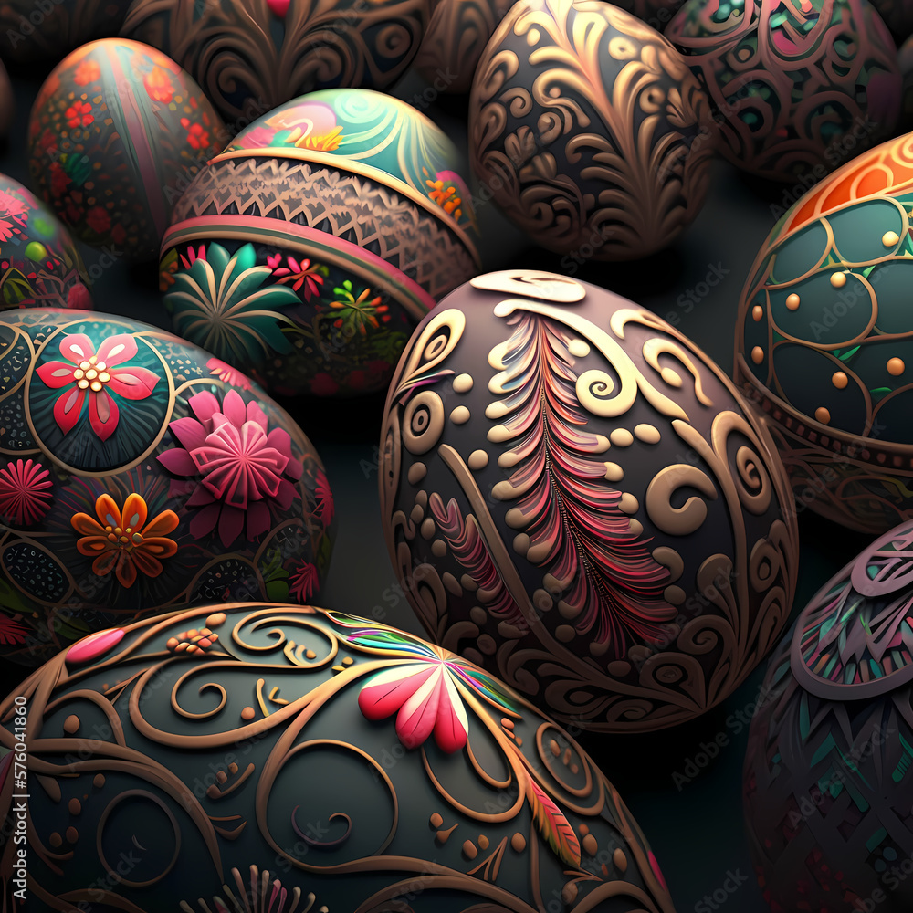 Easter Eggs with Beauty Color full . Generative AI Easter Eggs with Beauty Color full . Generative AI
