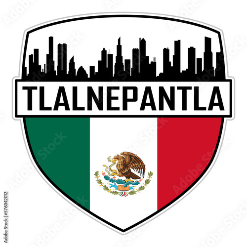 Tlalnepantla Mexico Flag Skyline Silhouette Tlalnepantla Mexico Lover Travel Souvenir Sticker Vector Illustration SVG EPS AI photo
