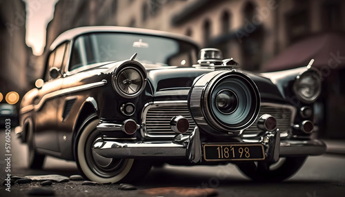 Retro Dream: Step back in time with this classic car featuring shiny chrome accents and a sleek retro design.