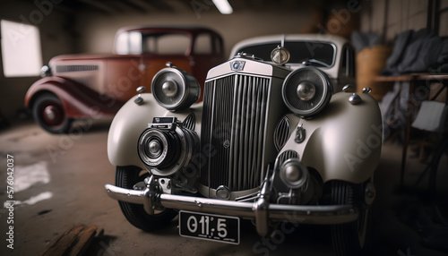 Vintage Beauty: A classic car with stunning chrome details and a timeless design. © bharath
