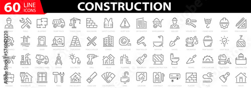 Print op canvas Set 60 construction icons