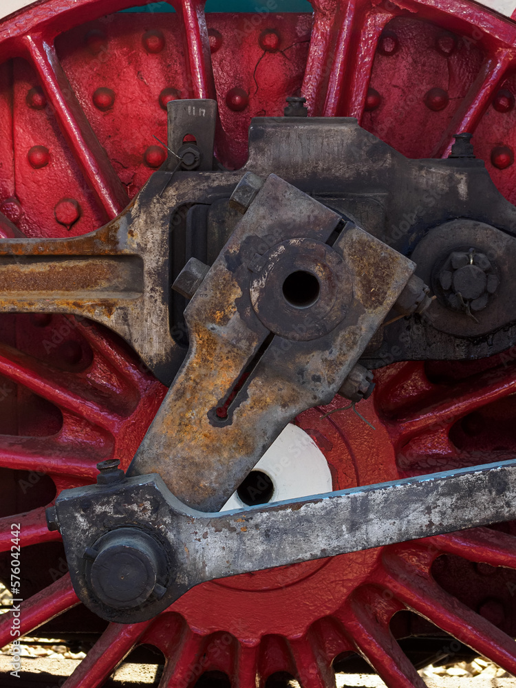 The wheel of an old steam locomotive The wheel of an old steam locomotive