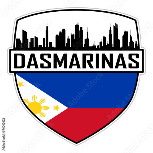 Dasmarinas Philippines Flag Skyline Silhouette Dasmarinas Philippines Lover Travel Souvenir Sticker Vector Illustration SVG EPS AI