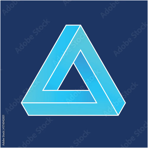 Infinity triangle symbol with blue gradient on dark blue background