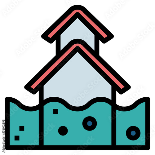 flood filled outline icon style
