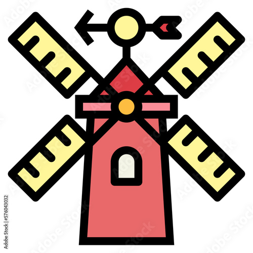 windmills filled outline icon style