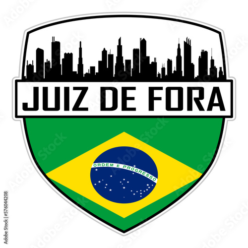 Juiz de Fora Brazil Flag Skyline Silhouette Juiz de Fora Brazil Lover Travel Souvenir Sticker Vector Illustration SVG EPS AI photo
