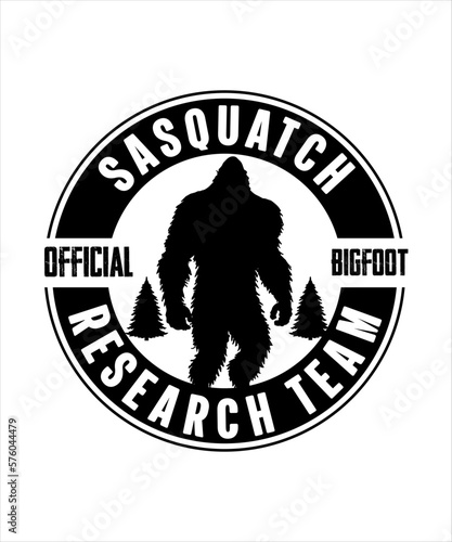 Sasquatch research team bigfoot illustration vector tshirt design