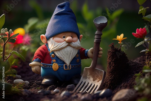 Cute gnome working in the g...