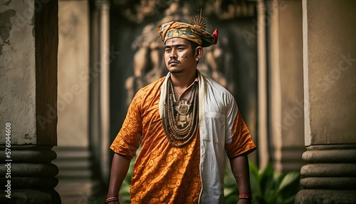 Balinese Man wear Traditional Indonesian, Generative AI