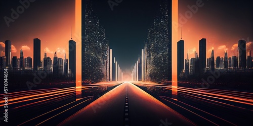 Neon highway in a digital e...