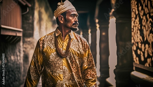 Balinese Man wear Traditional Indonesian, Generative AI