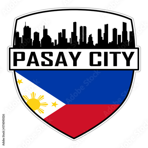Pasay City Philippines Flag Skyline Silhouette Pasay City Philippines Lover Travel Souvenir Sticker Vector Illustration SVG EPS AI