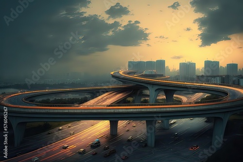 Nanchang City Overpass, China. Photo generative AI photo