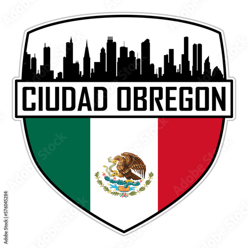 Ciudad Obregon Mexico Flag Skyline Silhouette Ciudad Obregon Mexico Lover Travel Souvenir Sticker Vector Illustration SVG EPS AI photo