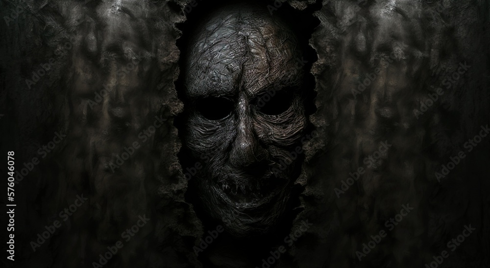 Background with scary face on the wall, horror texture for background Generative AI Background with scary face on the wall, horror texture for background Generative AI