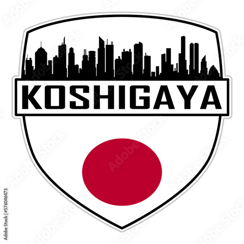 Koshigaya Japan Flag Skyline Silhouette Koshigaya Japan Lover Travel Souvenir Sticker Vector Illustration SVG EPS AI photo