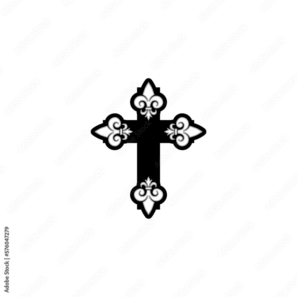 Cross icon. Simple style Christian religion icon isolated on white background. Cross icon. Simple style Christian religion icon isolated on white background.