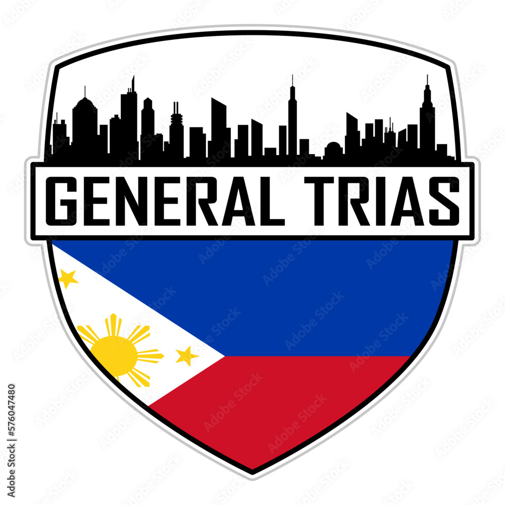 General Trias Philippines Flag Skyline Silhouette General Trias Philippines Lover Travel Souvenir Sticker Vector Illustration SVG EPS AI