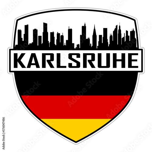 Karlsruhe Germany Flag Skyline Silhouette Karlsruhe Germany Lover Travel Souvenir Sticker Vector Illustration SVG EPS AI