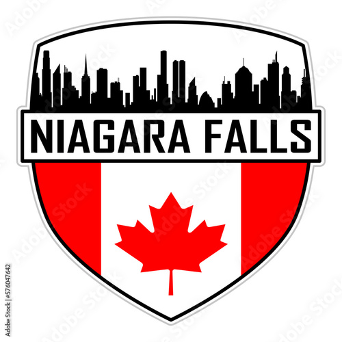 Niagara Falls Canada Flag Skyline Silhouette Niagara Falls Canada Lover Travel Souvenir Sticker Vector Illustration SVG EPS AI