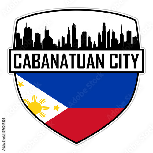 Cabanatuan City Philippines Flag Skyline Silhouette Cabanatuan City Philippines Lover Travel Souvenir Sticker Vector Illustration SVG EPS AI