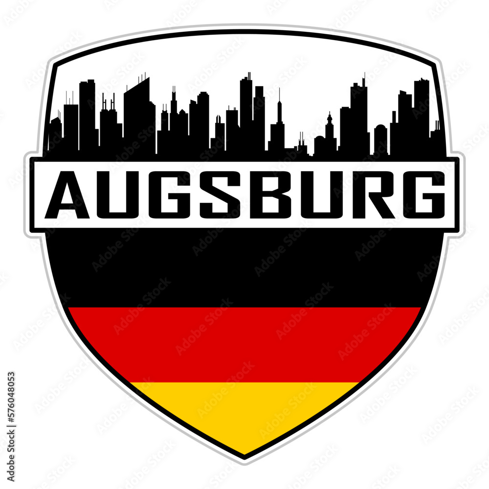 Augsburg Germany Flag Skyline Silhouette Augsburg Germany Lover Travel Souvenir Sticker Vector Illustration SVG EPS AI
