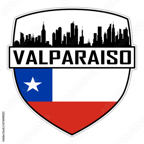 Valparaiso Chile Flag Skyline Silhouette Valparaiso Chile Lover Travel Souvenir Sticker Vector Illustration SVG EPS AI