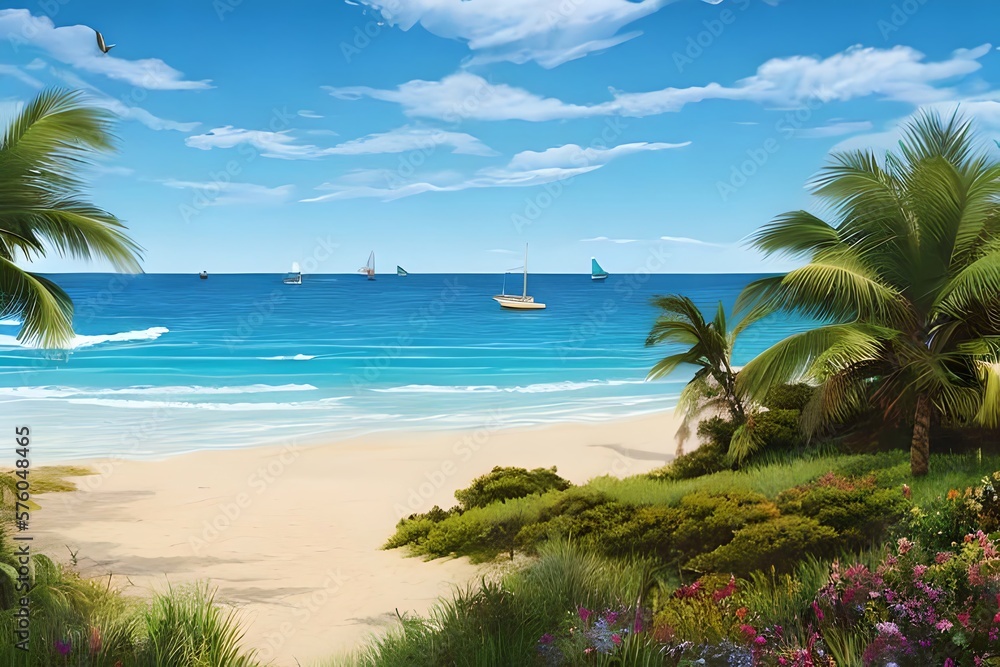 summer beach background. Generative AI