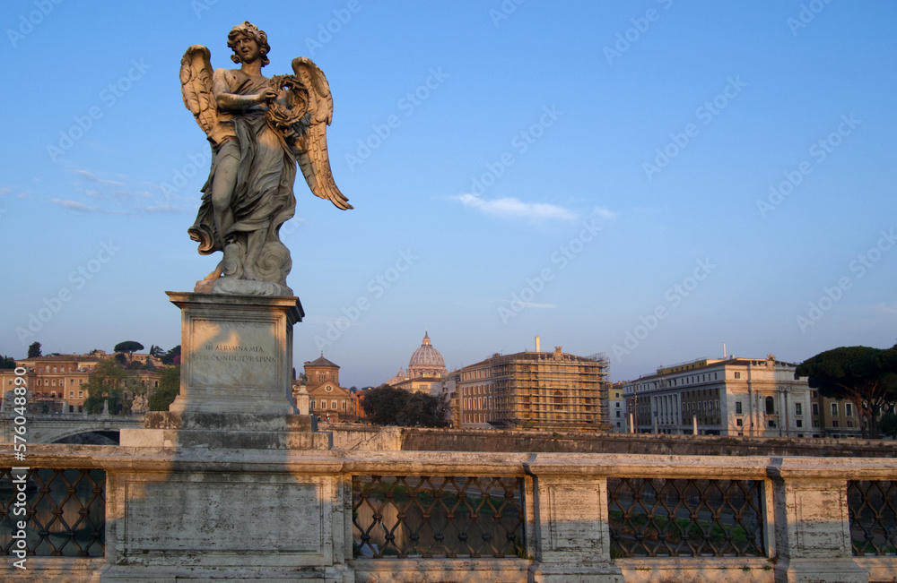 Fototapeta premium angel statue on Saint Angelo bridge in Rome Italy