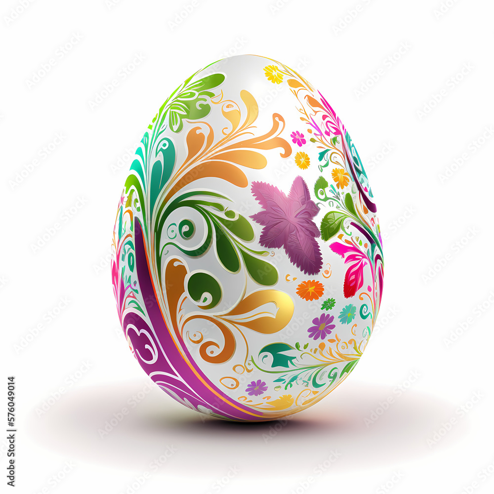 Easter egg isolated on white. Generative AI Easter egg isolated on white. Generative AI