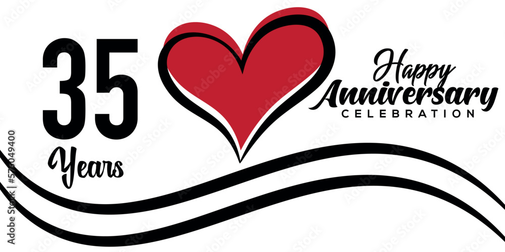custom made wallpaper toronto digitalVector 35th anniversary celebration logo lovely red heart abstract vector  on white background design template illustration.