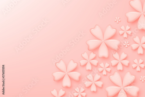 Cherry blossom Floral Greeting card. 3d flower holiday background. © pickbiz